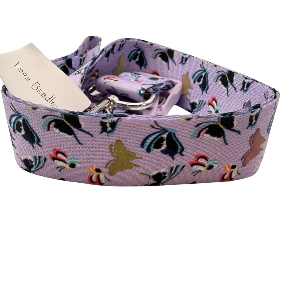 Vera Bradley Wide Lanyard Lavender Butterflies Purple ID Key Holder School Badge